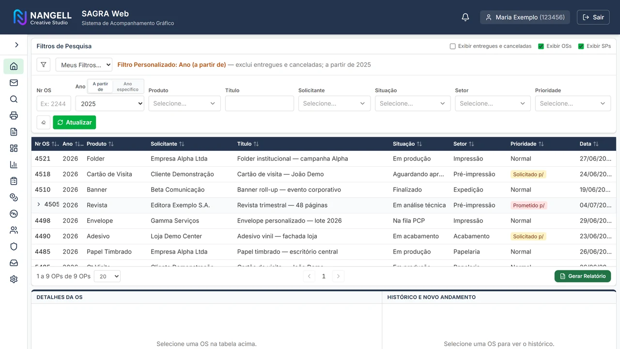 Mockup do projeto Gestão de Produção Gráfica