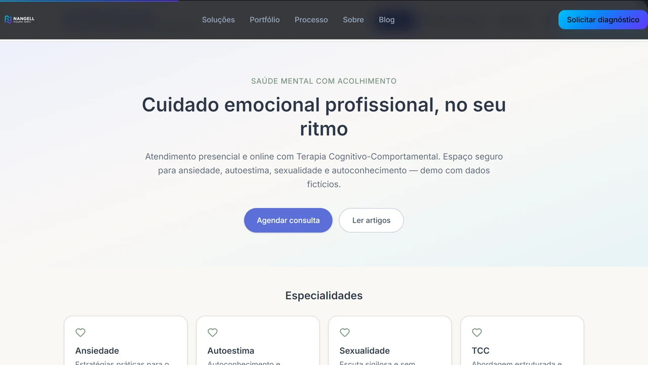 Mockup do projeto Site Profissional para Psicóloga